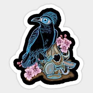 Blue crown and skull cat Sticker